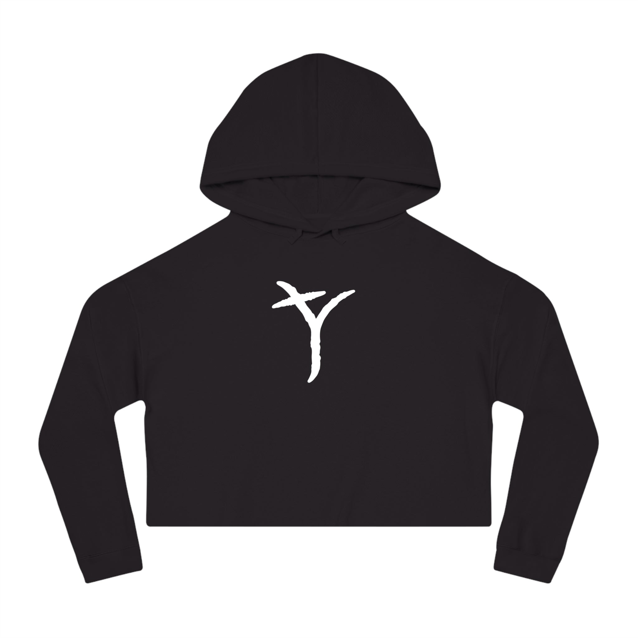YOD ORIGIN CROPPED HOODIE — BLACK