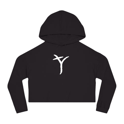 YOD ORIGIN CROPPED HOODIE — BLACK